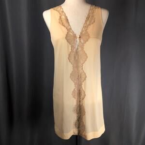 Vintage Emilio Pucci Formfit Rogers Slip Nightgown Lace Beige Tan Dress Sz P